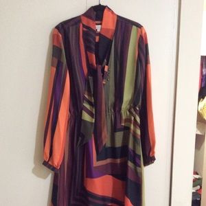 Multistripe color shirt dress